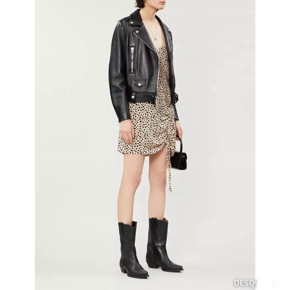 Lottie Miss x Pacsun Leopard Print Crepe Ruched Tie Mini Dress Party Clubwear XS - Picture 11 of 12